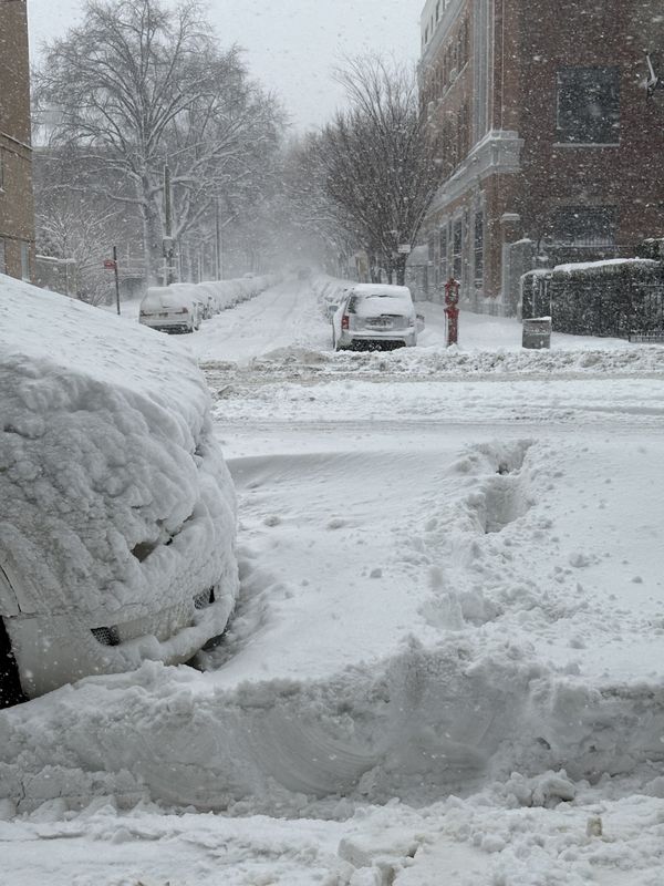 snowy street in soho